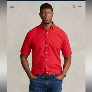 Red Ralph Lauren Mens Garment-dyed oxford shirt
